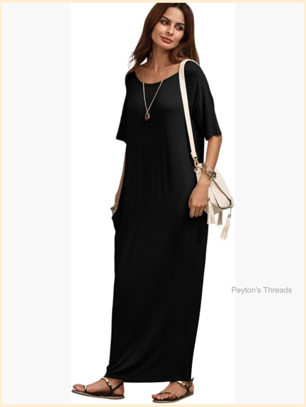 Short Sleeve Loose Maxi Lounge Dress with Pockets